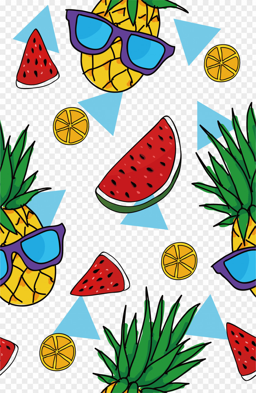 Cartoon Watermelon Pineapple Pattern Euclidean Vector Download PNG