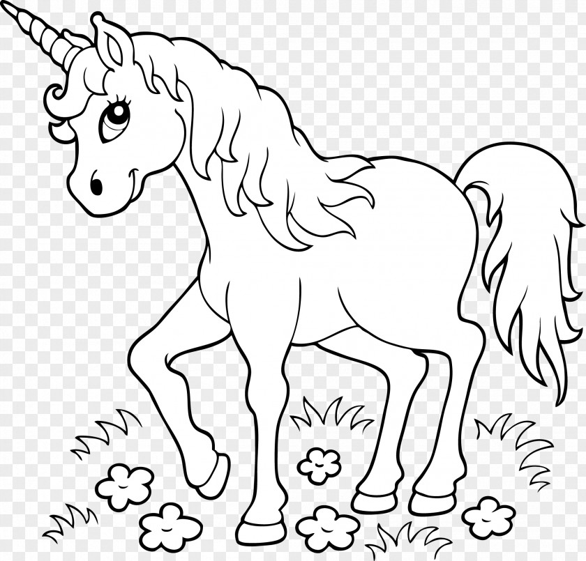 Unicorn Coloring Book Page Child PNG