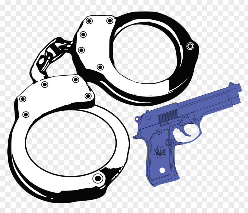 Hand Drawn Handcuffs And Guns Police Officer Firearm Clip Art PNG