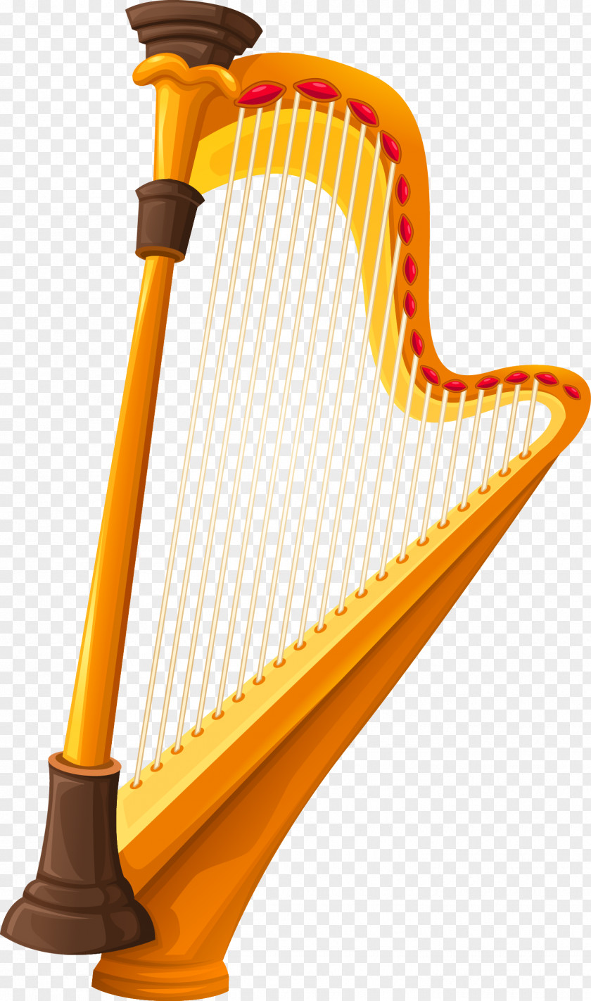 Vector Hand-painted Harp Euclidean Musical Instrument PNG
