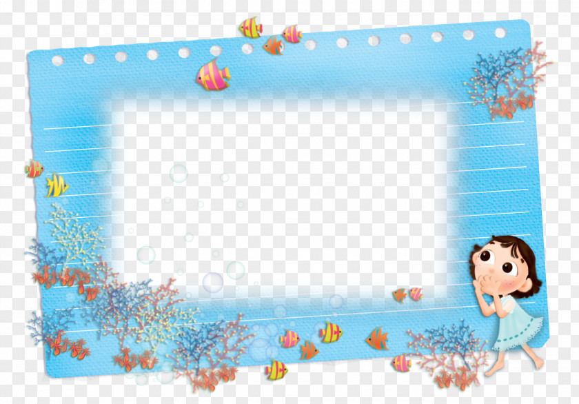 Blue Frame Cartoon Picture PNG