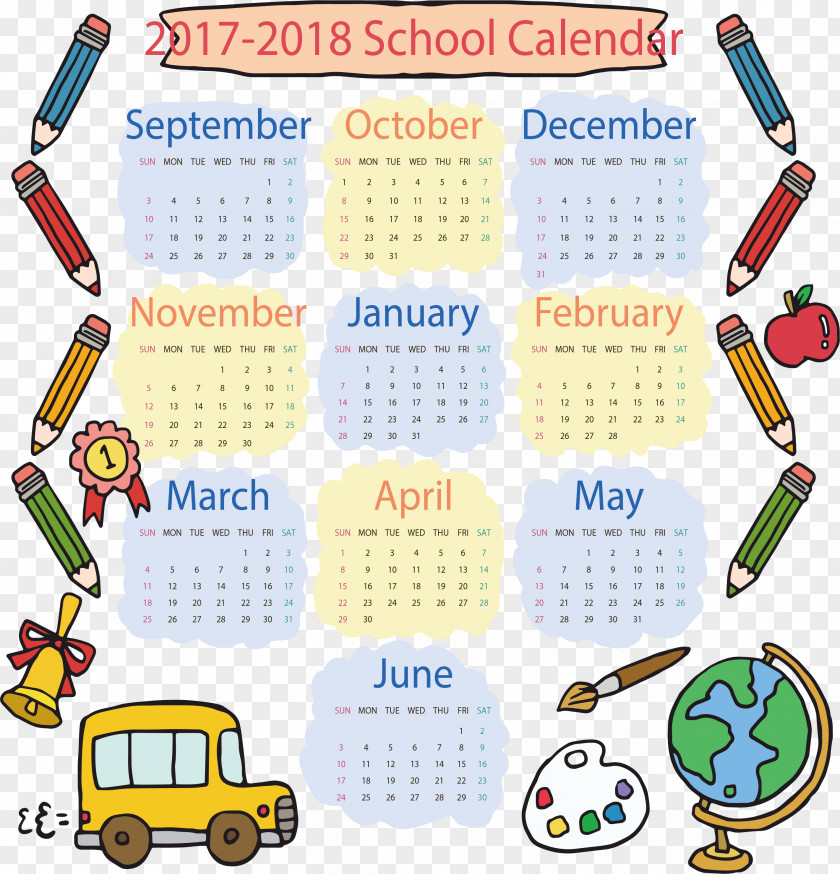 Hand Painted Pencil Calendar PNG