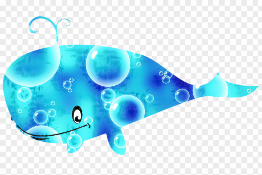 Electric Blue Fish Whale Cartoon PNG