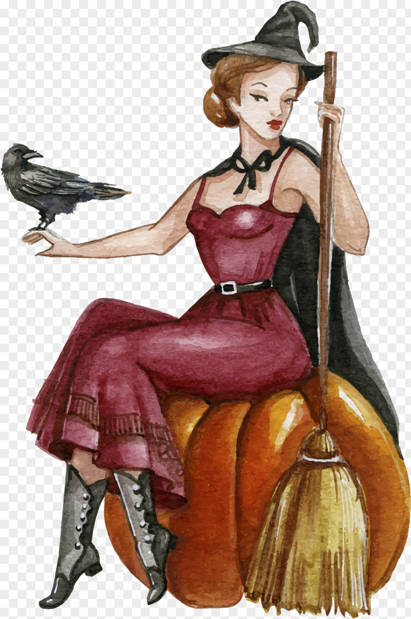 Vector Drawing Witch Witchcraft Throw Pillow Boszorkxe1ny Halloween PNG