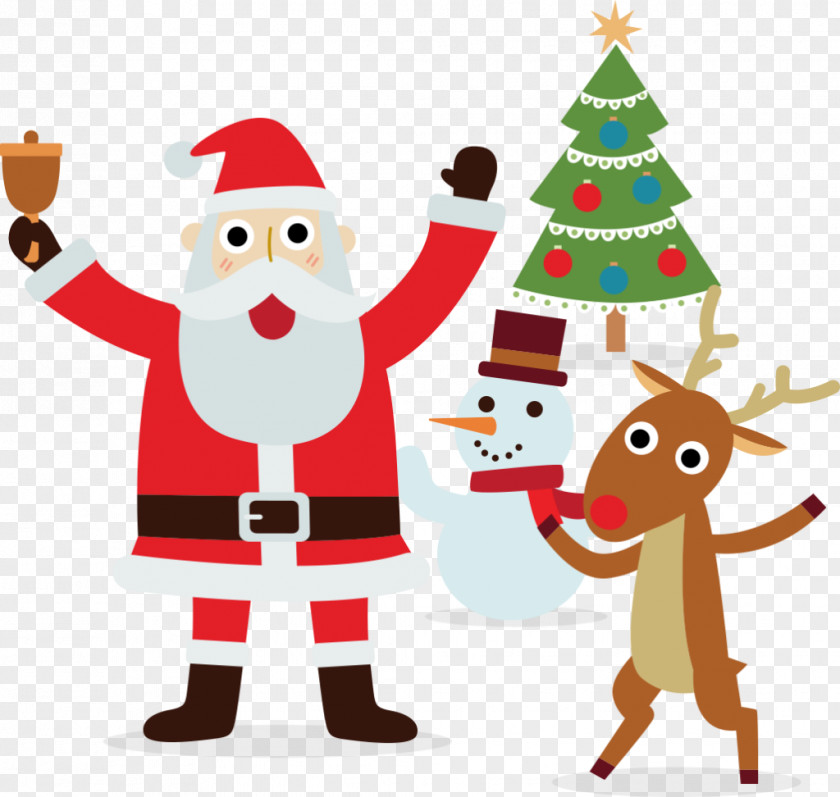 Santa Claus Christmas Tree Rudolph Illustration Snowman PNG