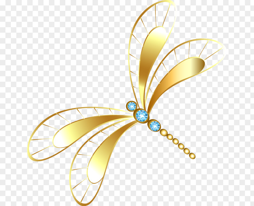 Gold Exquisite Dragonfly Clip Art PNG