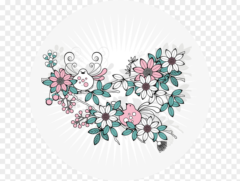 Design Floral Petal Teal Pattern PNG