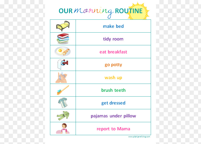 Morning Routine Chart Child Clip Art PNG