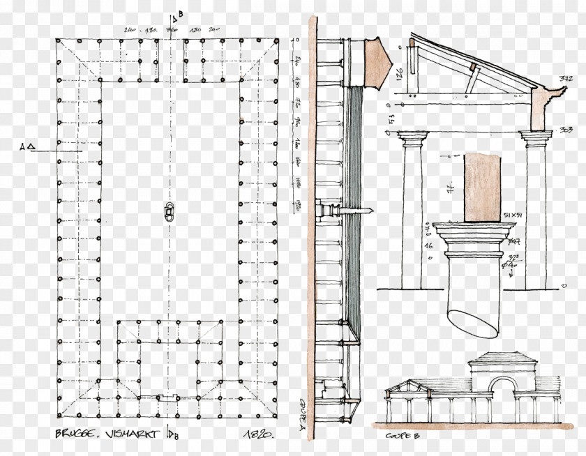 Hand-painted Artwork Scene Architecture Floor Plan Drawing PNG