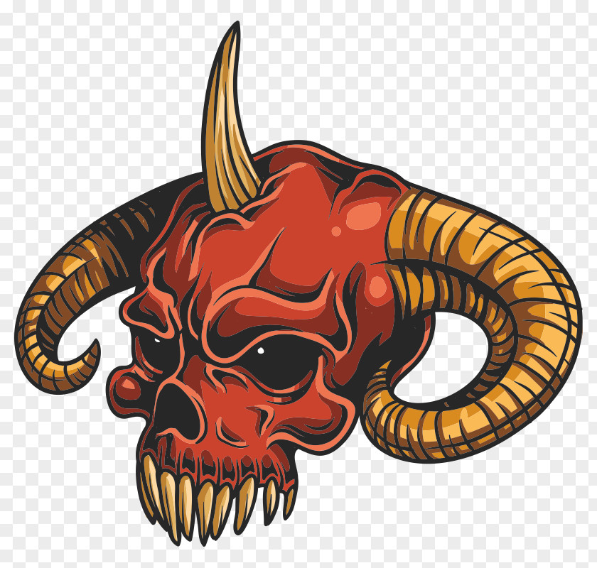 Skull Sticker Decal Horn PNG