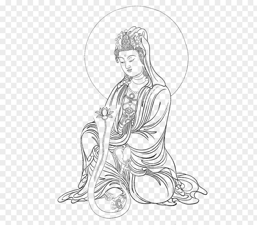 Buddha,3 Guanyin Bodhisattva Gongbi Thangka Buddharupa PNG