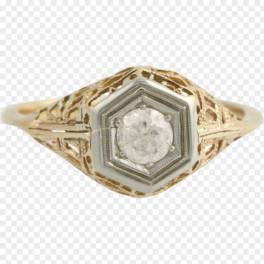 Ring Engagement Gold Diamond PNG