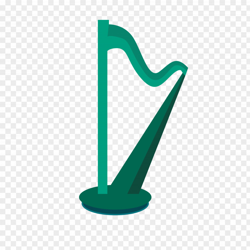 Vector Green Harp Musical Instrument PNG