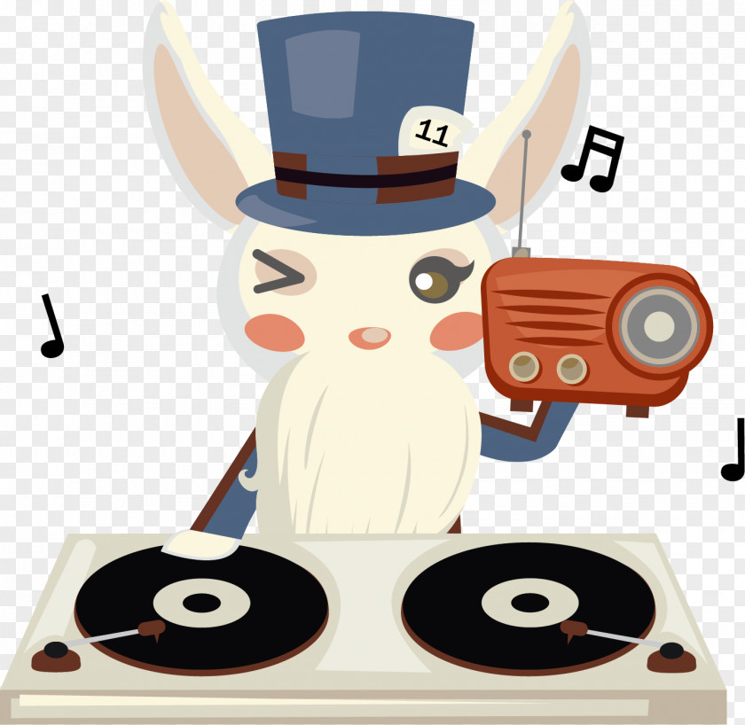 Vector Bunny DJ Musician Disc Jockey Clip Art PNG