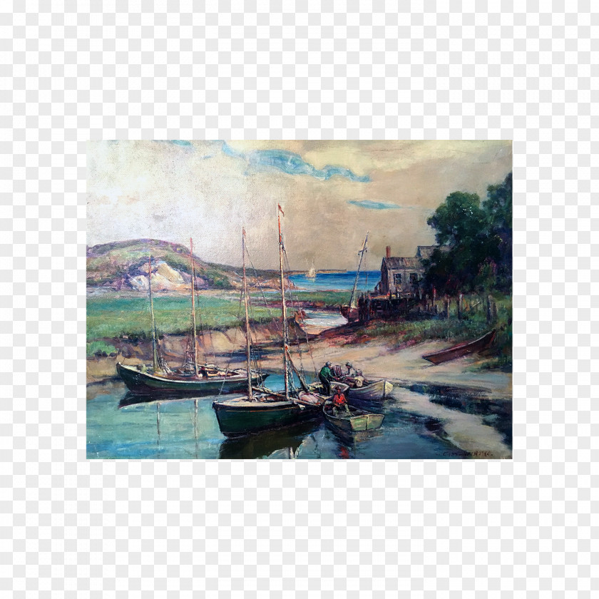 Painting Water Transportation Watercolor Waterway Landscape PNG