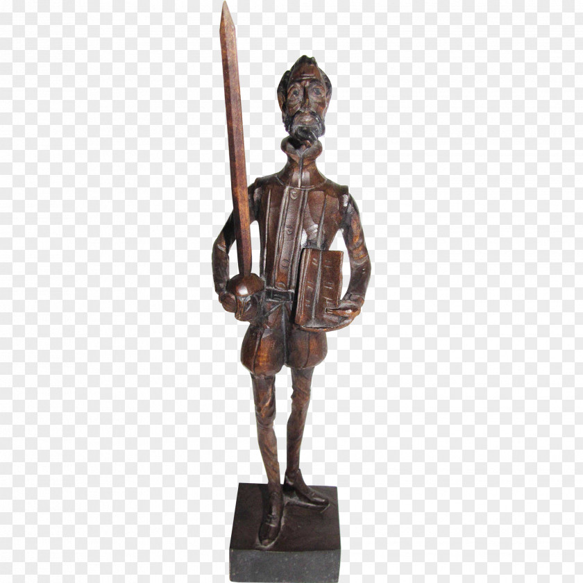 Walnut Bronze Sculpture Wood Carving Statue Don Quixote PNG