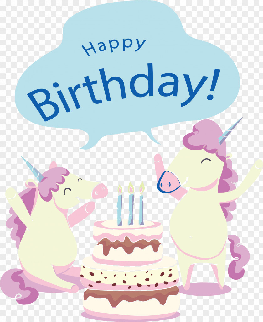 Happy Birthday Unicorn Party Greeting Card Clip Art PNG