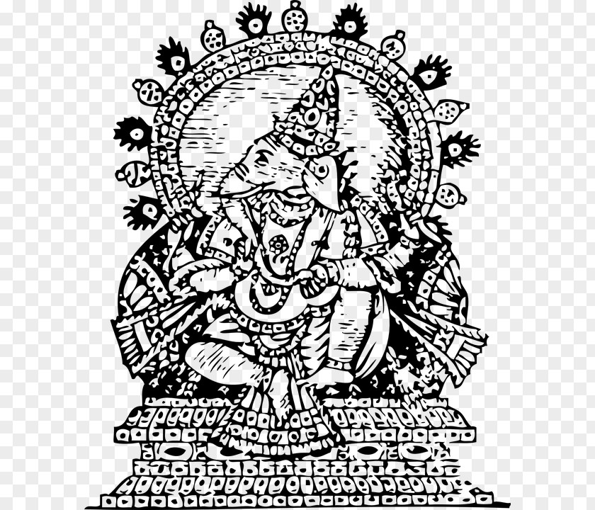 Indian God Ganesha Line Art Clip PNG