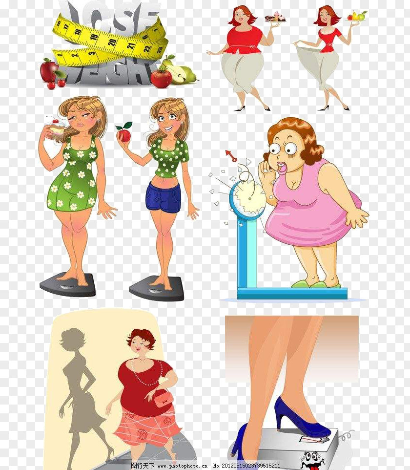Thin And Fat People Obesity Weight Loss Clip Art PNG