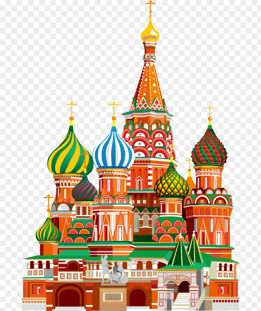 Vector Illustration Moscow Building Kremlin Saint Basils Cathedral Red Square Landmark PNG