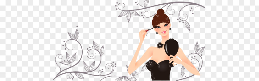 Hand-painted Pattern Fashionable Women Make-up Woman Illustration PNG