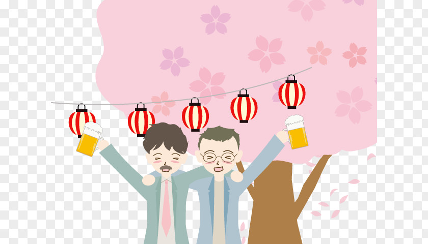 Spring Illustration Hanami Paper Lantern Clip Art PNG