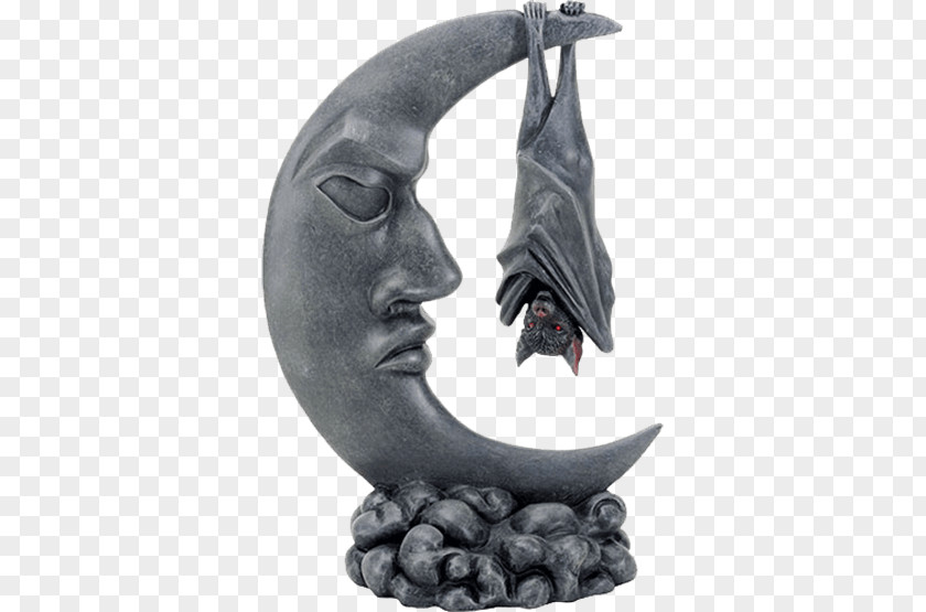 Steampunk Moon Statue Figurine Gothic Architecture Sculpture Vampire Bat PNG