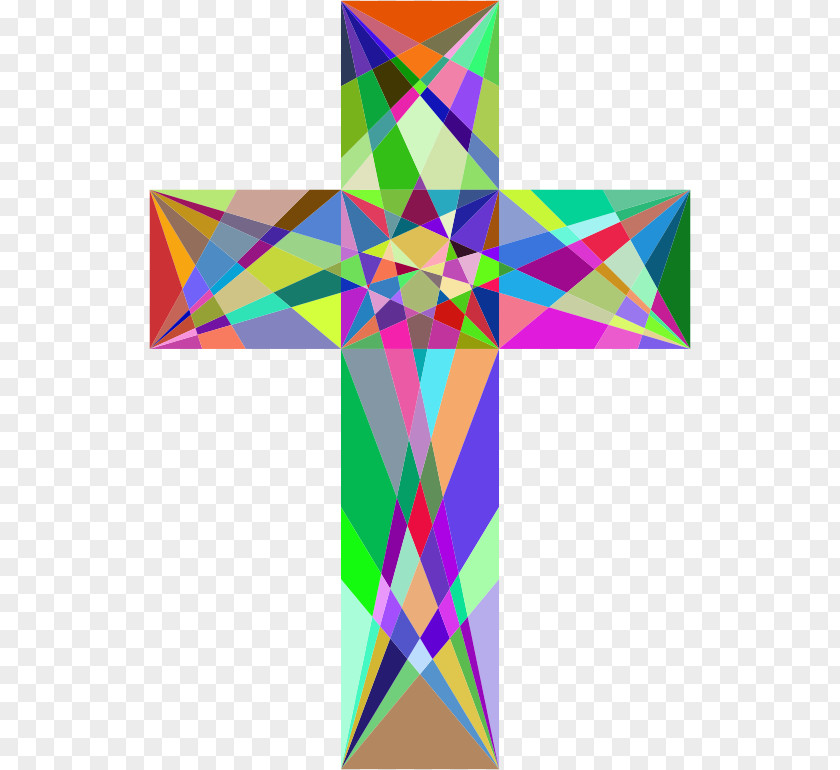 Colorful Geometric Christian Cross Geometry Christianity Triangle Clip Art PNG