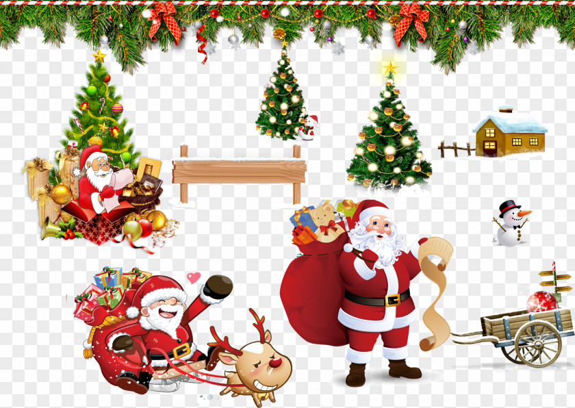 Creative Christmas Collection Santa Claus Card Greeting Text PNG