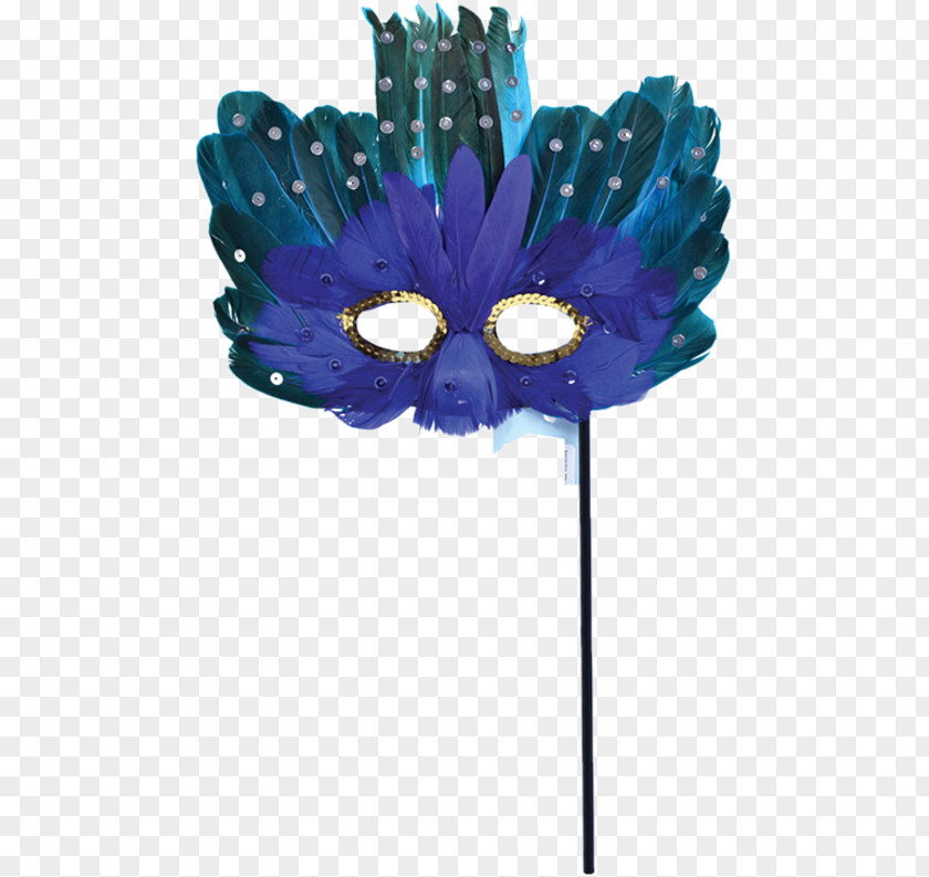 Maskara Masquerade Ball Mask Blue Blindfold Feather PNG