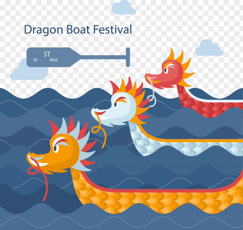 Vector Hand-painted Rowing Match Dragon Boat Festival Bateau-dragon PNG