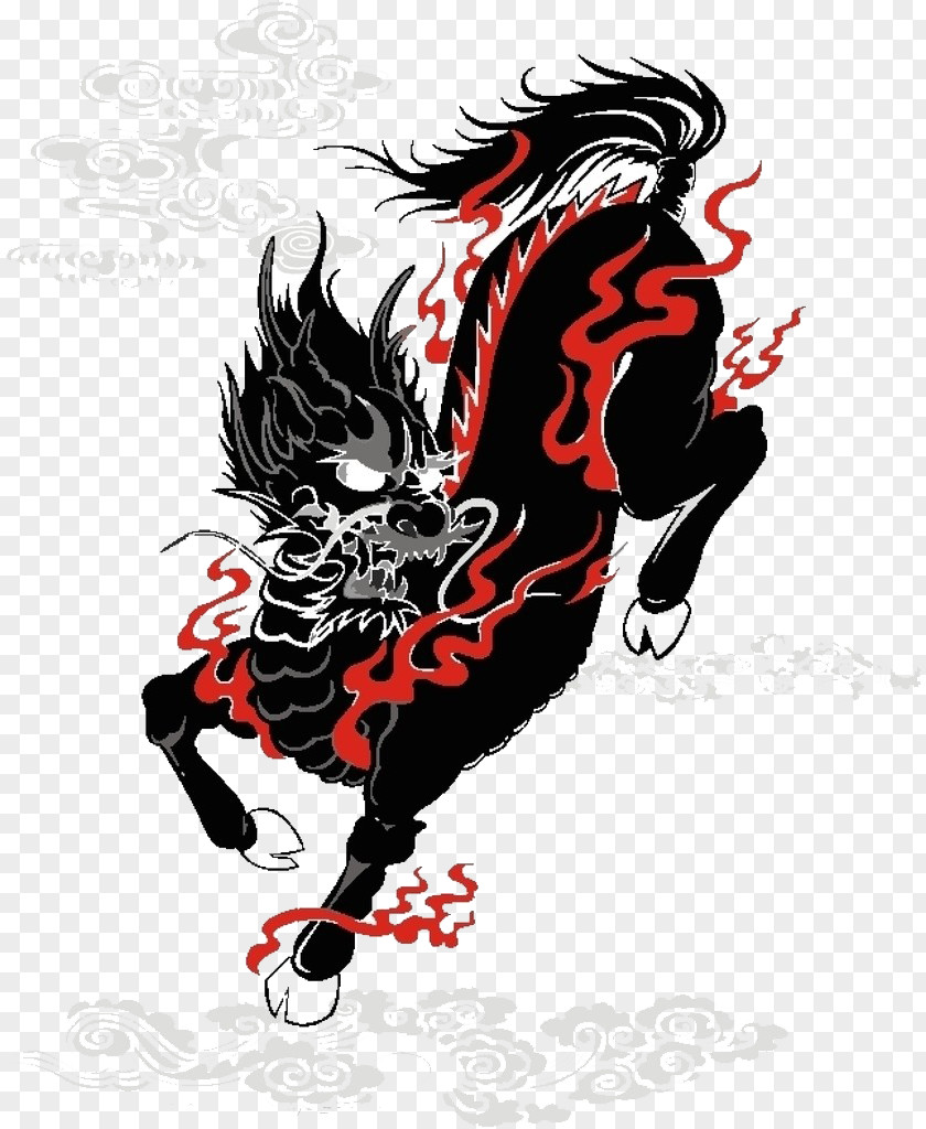Mighty Domineering Black Unicorn Qilin U7075u517d Clip Art PNG