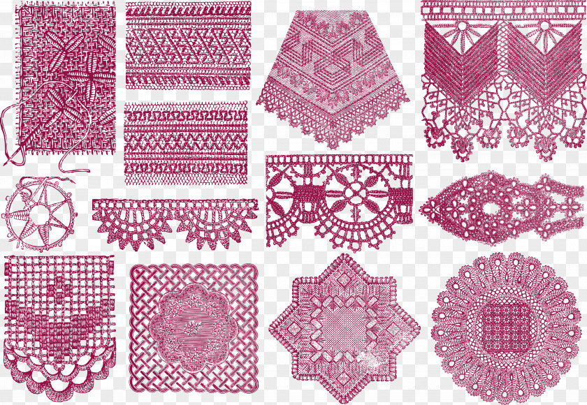 Vintage Chinese Pattern Lace Textile PNG