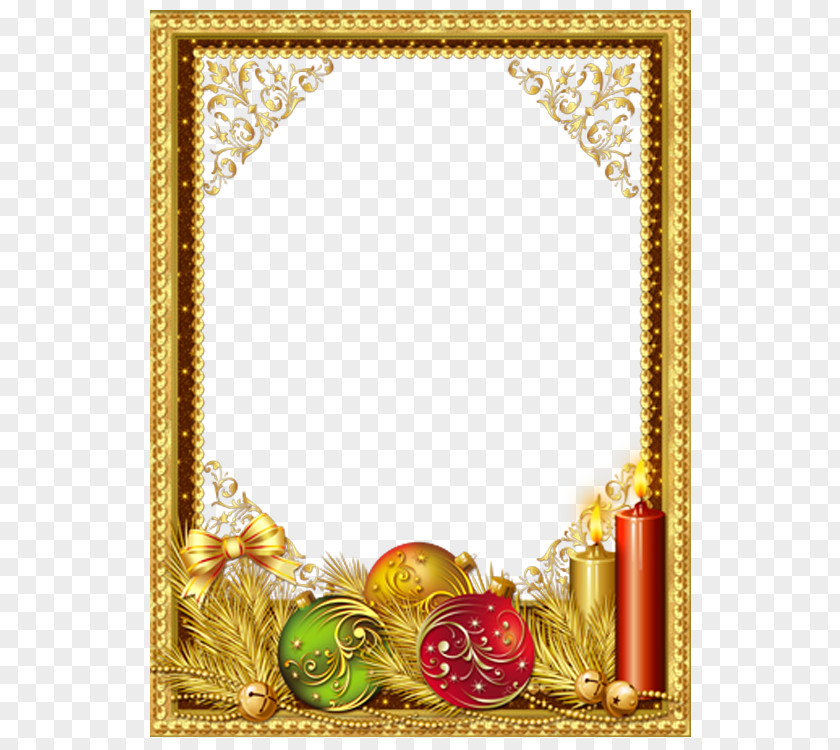 Christmas Candles Romantic Frame Picture Gold PNG
