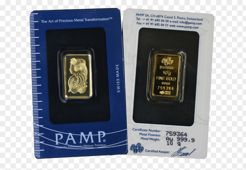 Gold Bar PAMP Coin Switzerland PNG