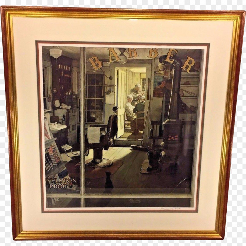 Painting Shuffleton's Barbershop Berkshire Museum Norman Rockwell Lucas Of Narrative Art PNG