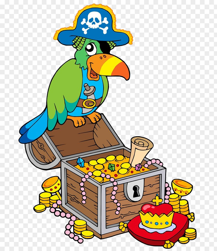 The Parrot Stood On Prize Box Buried Treasure Royalty-free Clip Art PNG