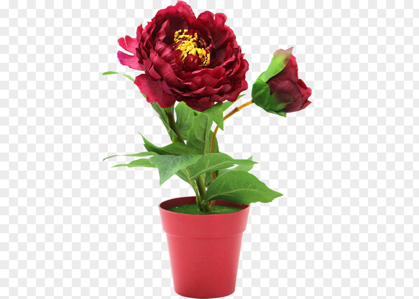 Red Peony Garden Roses Flowerpot Artificial Flower PNG