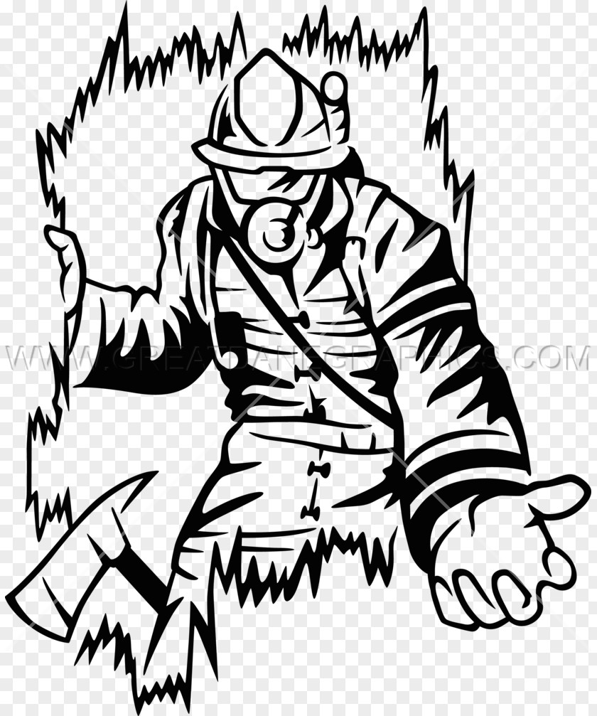 Firefighter Black And White Drawing Clip Art PNG