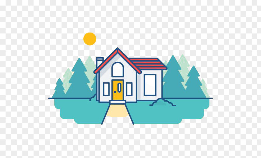 Flat House Cartoon Illustration PNG