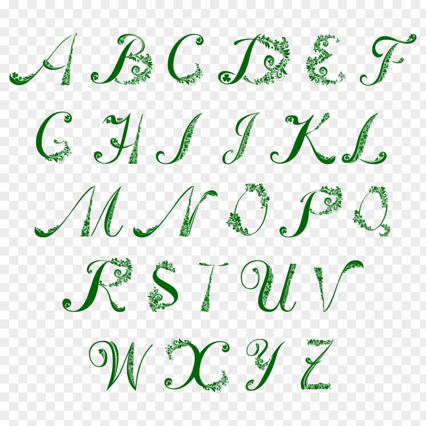 St. Patrick's Day Letter WordArt Image Case Alphabet Four-leaf Clover PNG