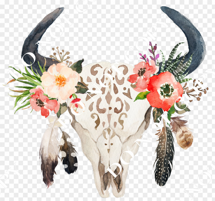 Boho Chic Animals Cattle Wedding Invitation Floral Design Flower Boho-chic PNG