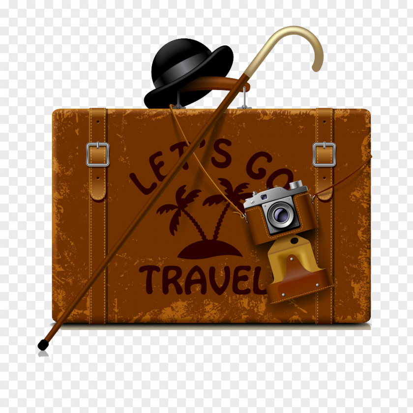 Hat And Camera On The Box Suitcase Travel Royalty-free PNG