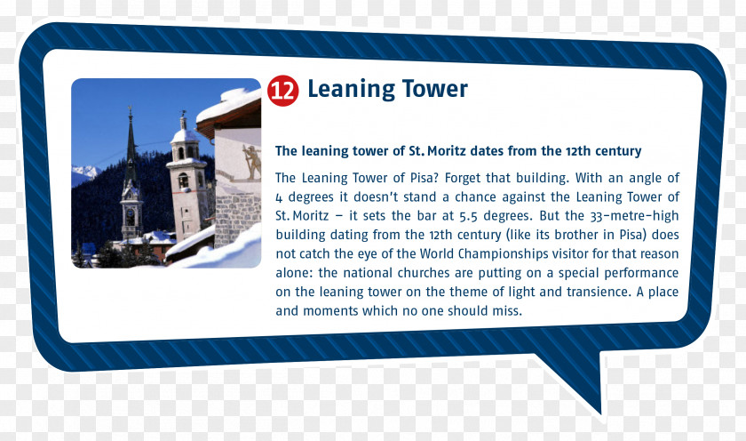 Hand-painted Leaning Tower Of Pisa FIS Alpine World Ski Championships 2017 St. Moritz Piz Nair Hotel PNG