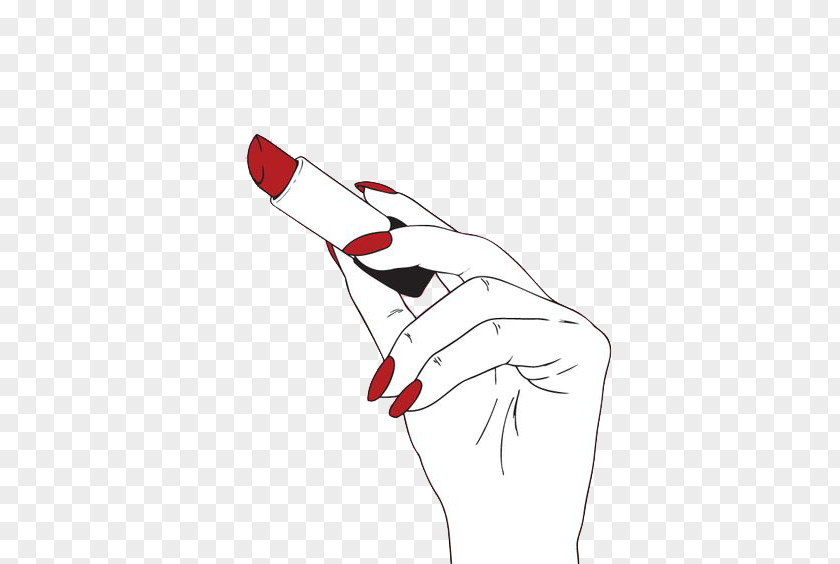 Hand Red Nails Holding A Lipstick Harley Quinn Cosmetics PNG