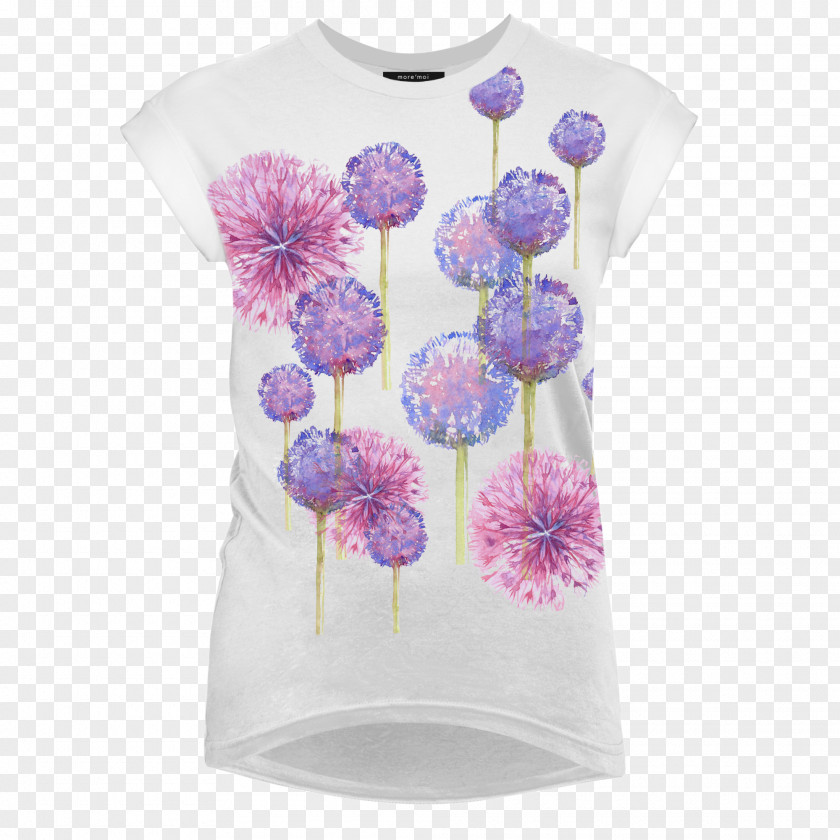 Floating Dandelions T-shirt Lilac Flower Violet Color PNG
