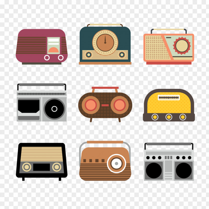 Vector Radio Antique Drawing PNG