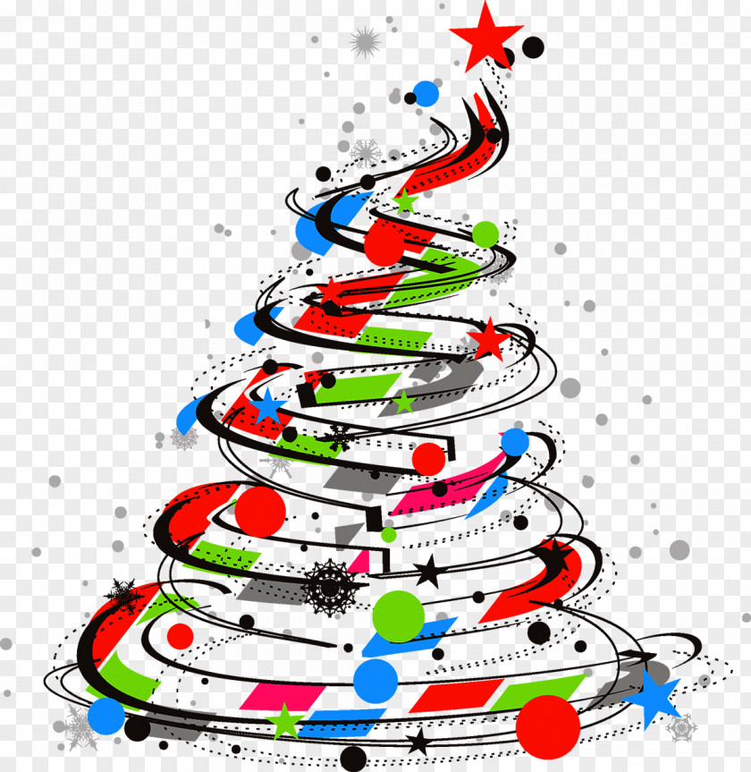 Christmas Tree Santa Claus Card PNG