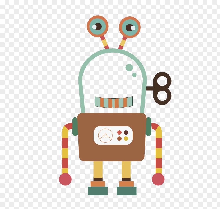 Brown Clockwork Robot Cartoon Euclidean Vector Illustration PNG