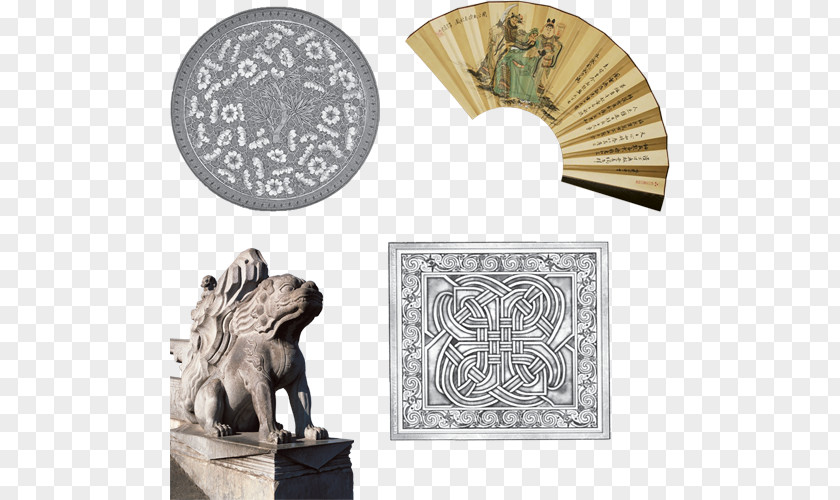 Classical Carved Sculpture Fan China Computer File PNG